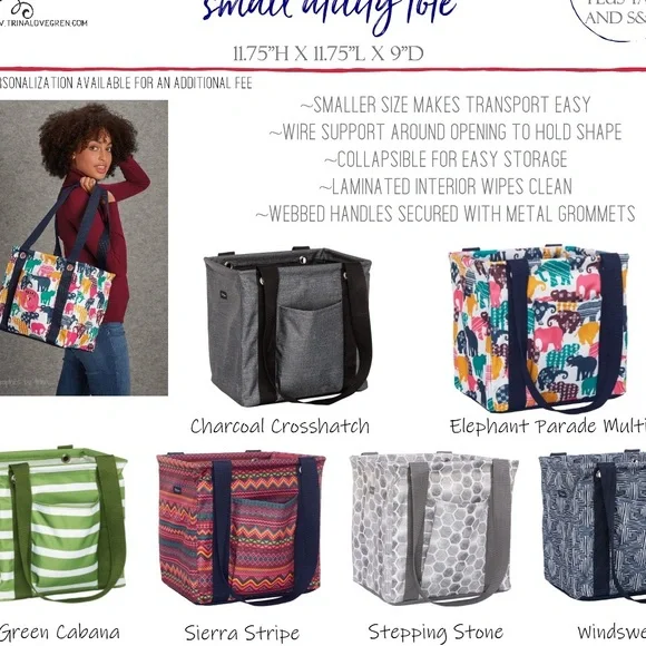 Charcoal Crosshatch Small Utility Tote - Picture 3 of 6